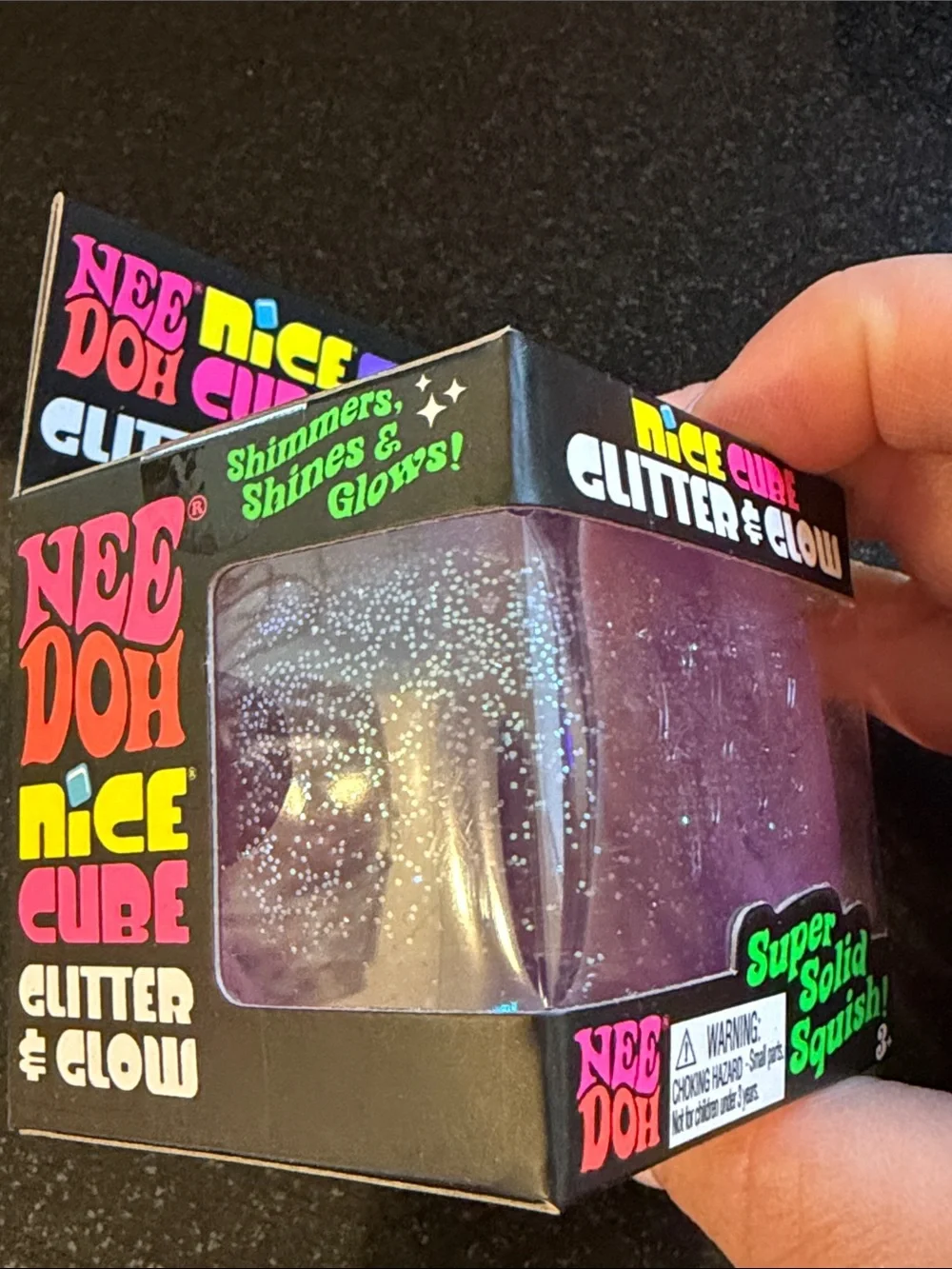 NIB 100% Auth NeeDoh Glitter & Glow Super Solid Squish - Purple